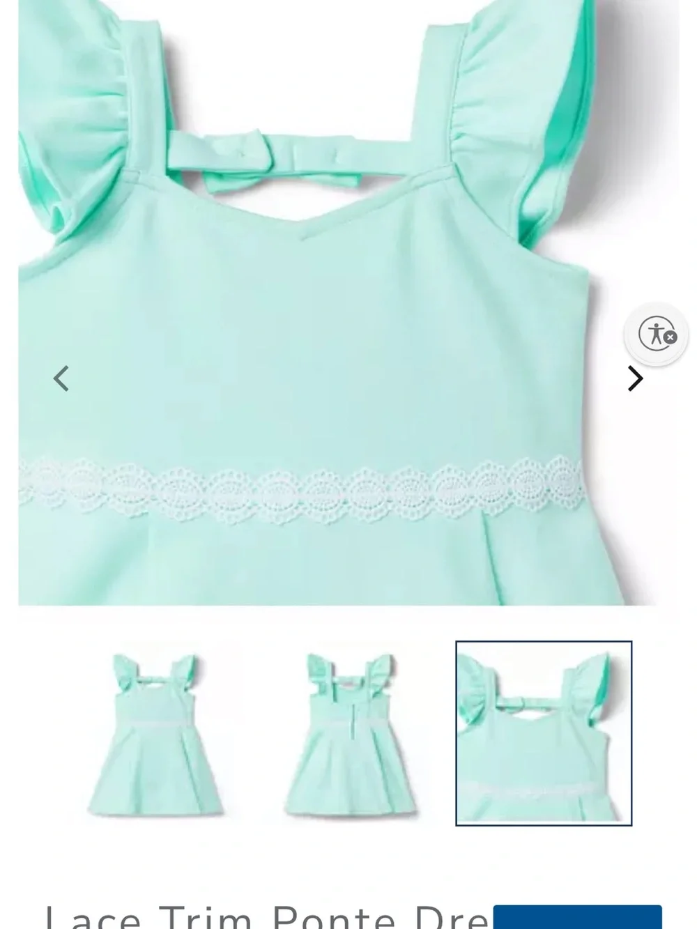 Janie and Jack Mint Lace-Trim Ponte Dress 18-24 month